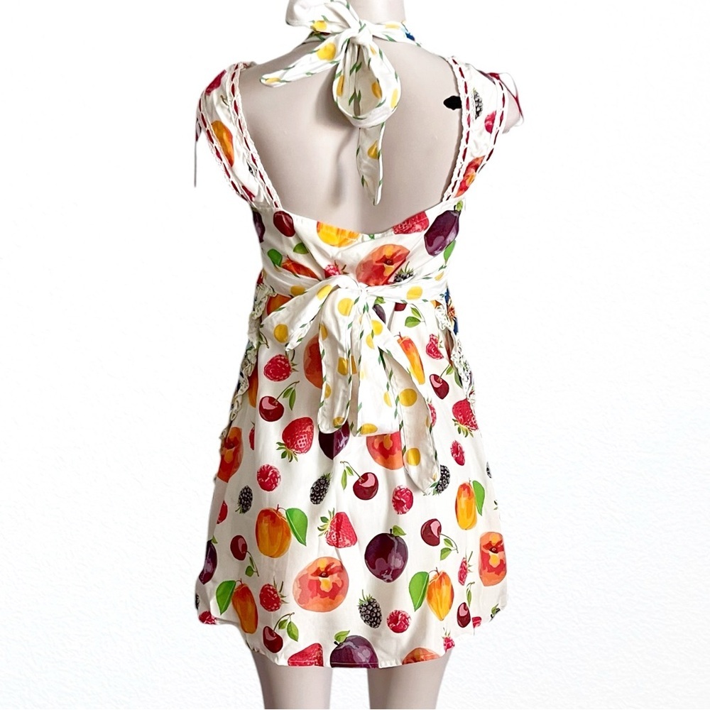 New Anthropologie Kitchen Vintage Inspired Ruffle Pinafore Apron OS White/Multi - Picture 9 of 13